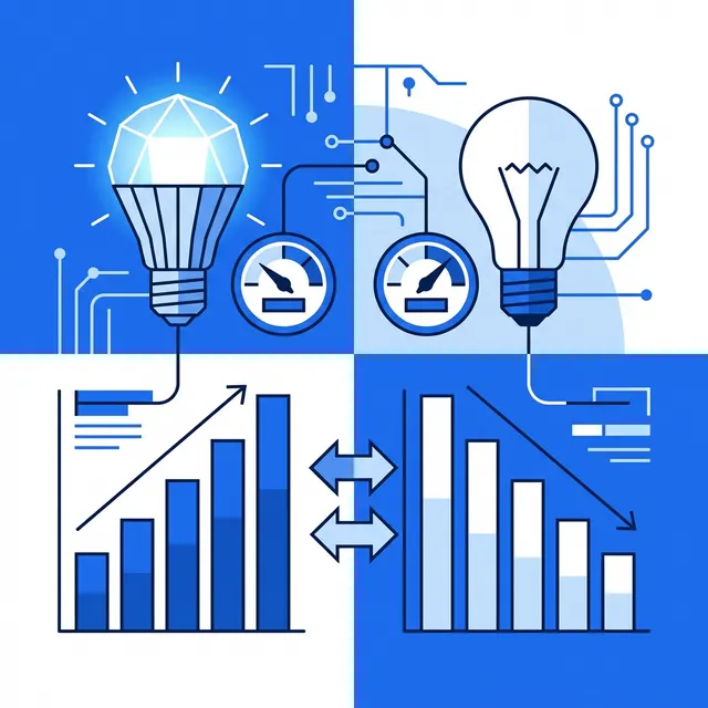 Verlichtingsvergelijking: LED vs traditionele lichtbronnen — prestatie en energieverbruik