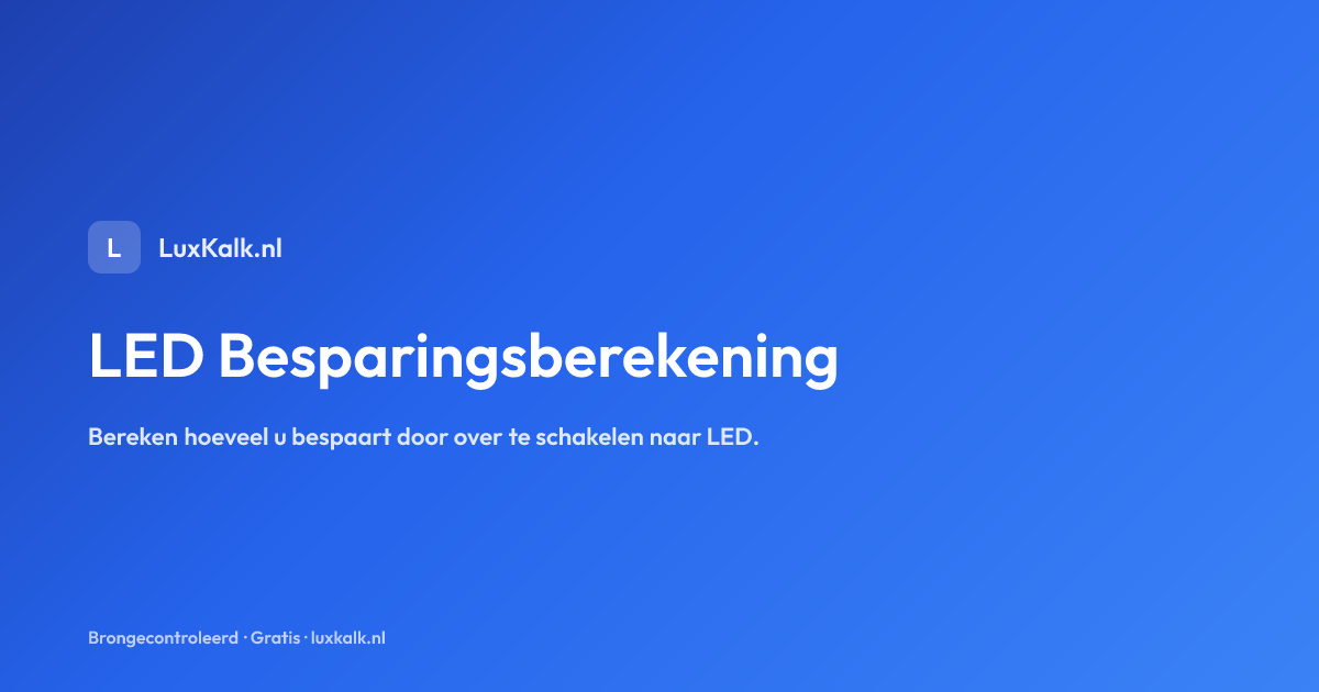 Sparing Led LED Besparing Berekenen in 2026 | LuxKalk.nl